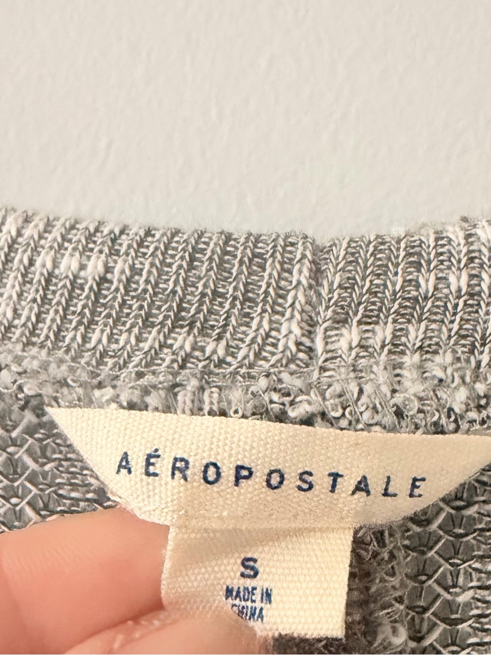 Aeropostale Light Gray Open-Front Ribbed Cardigan - Picture 3 of 5